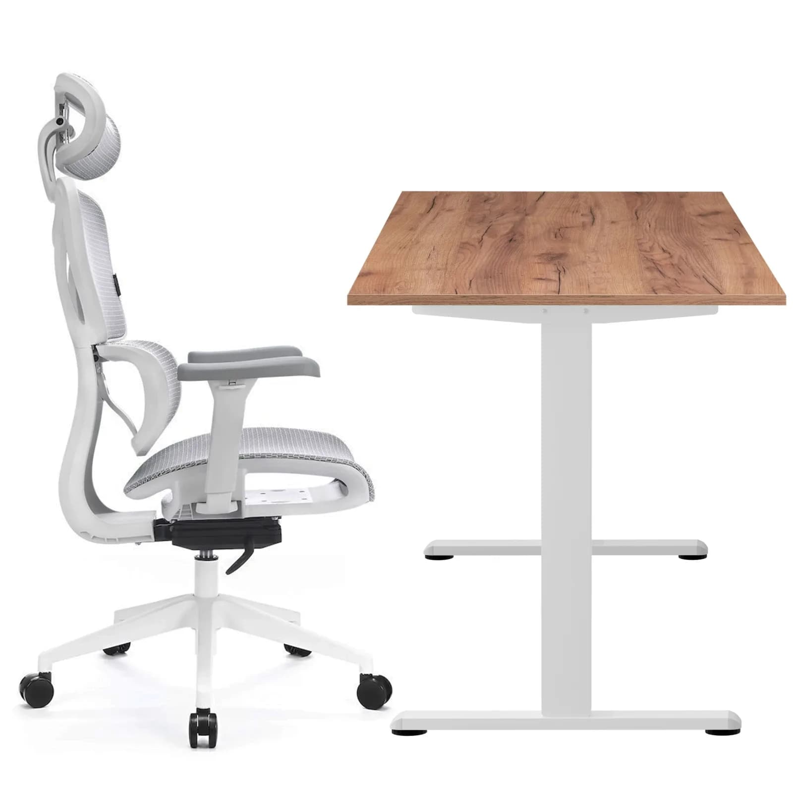 Reguliuojamo aukščio elektrinio stalo Flex+ 138/67 ir ergonomiškos kėdės Control Series komplektas