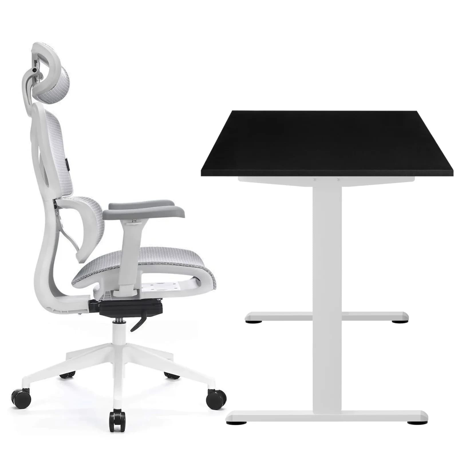 Reguliuojamo aukščio elektrinio stalo Flex+ 120/67 ir ergonomiškos kėdės Control Series komplektas