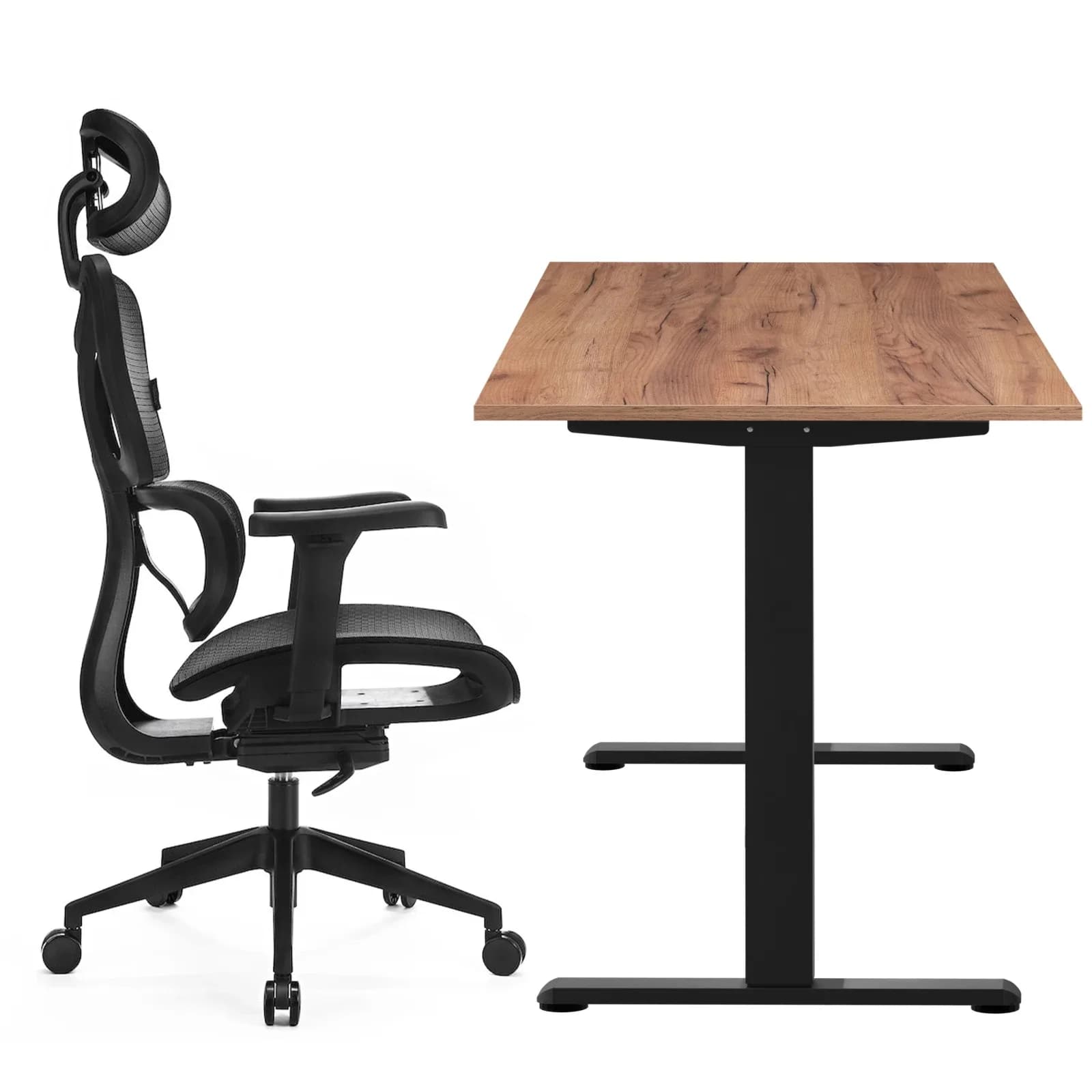 Reguliuojamo aukščio elektrinio stalo Flex+ 138/67 ir ergonomiškos kėdės Control Series komplektas